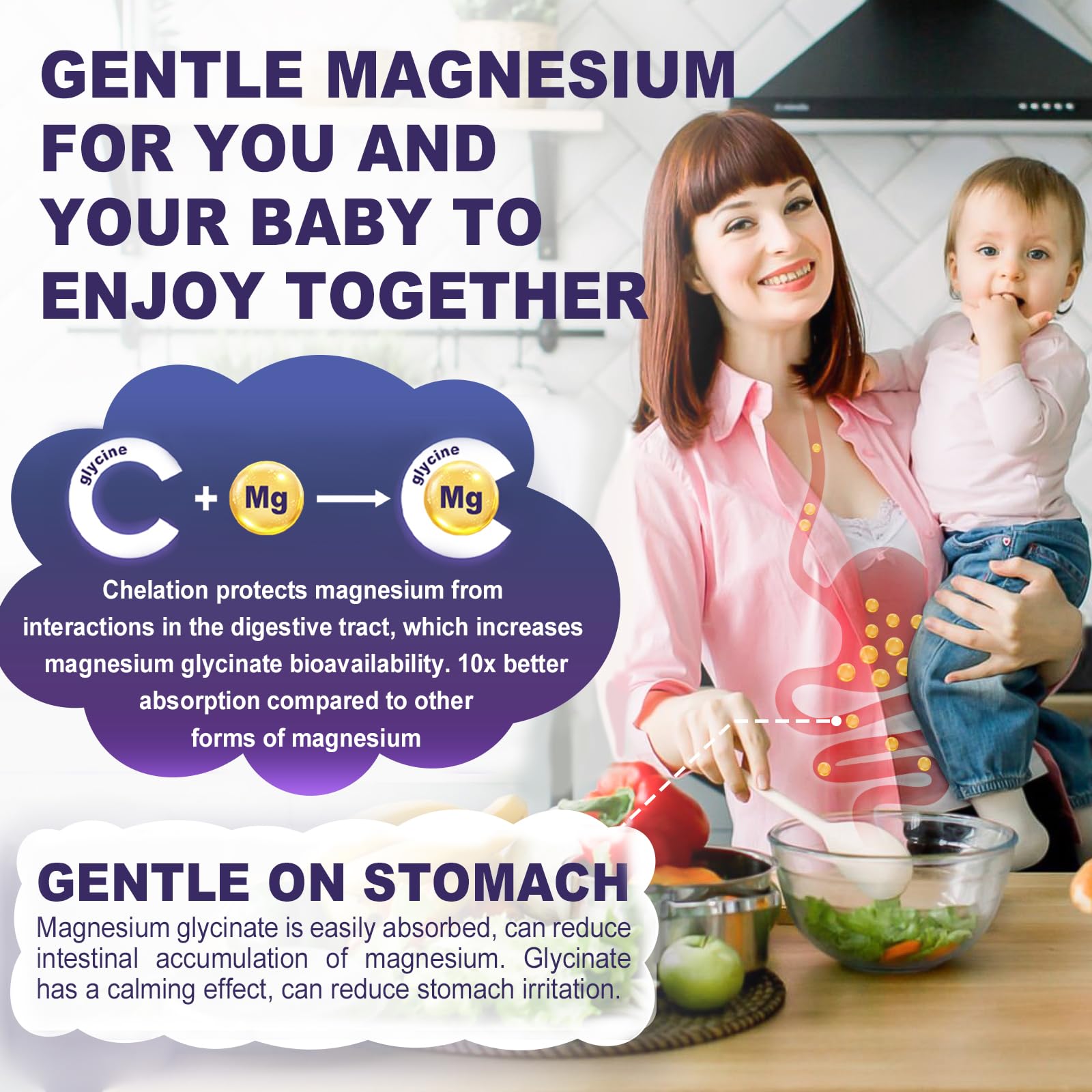 ELLAMENTZ magnesium gummies ingredients panel close-up, highlighting glycine & L-theanine.