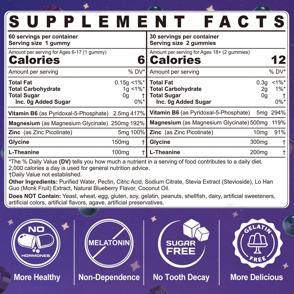 ELLAMENTZ magnesium gummies for kids close-up of blueberry gummies supporting a sleep-friendly routine.
