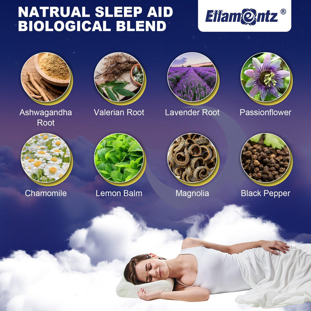 ELLAMENTZ packaging showcases vegan, sugar-free sleep support with natural ingredients
