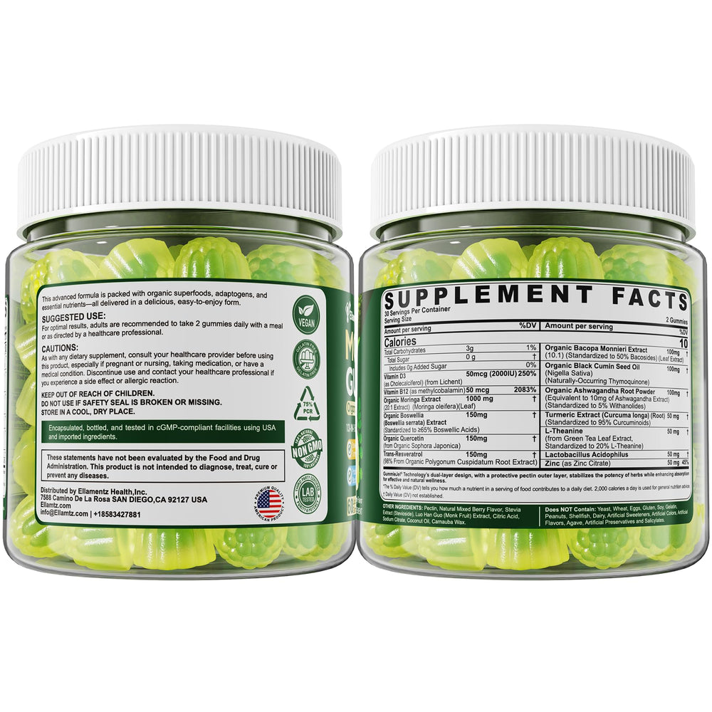 ELLAMENTZ Moringa Gummies 60 chews for consistent daily use