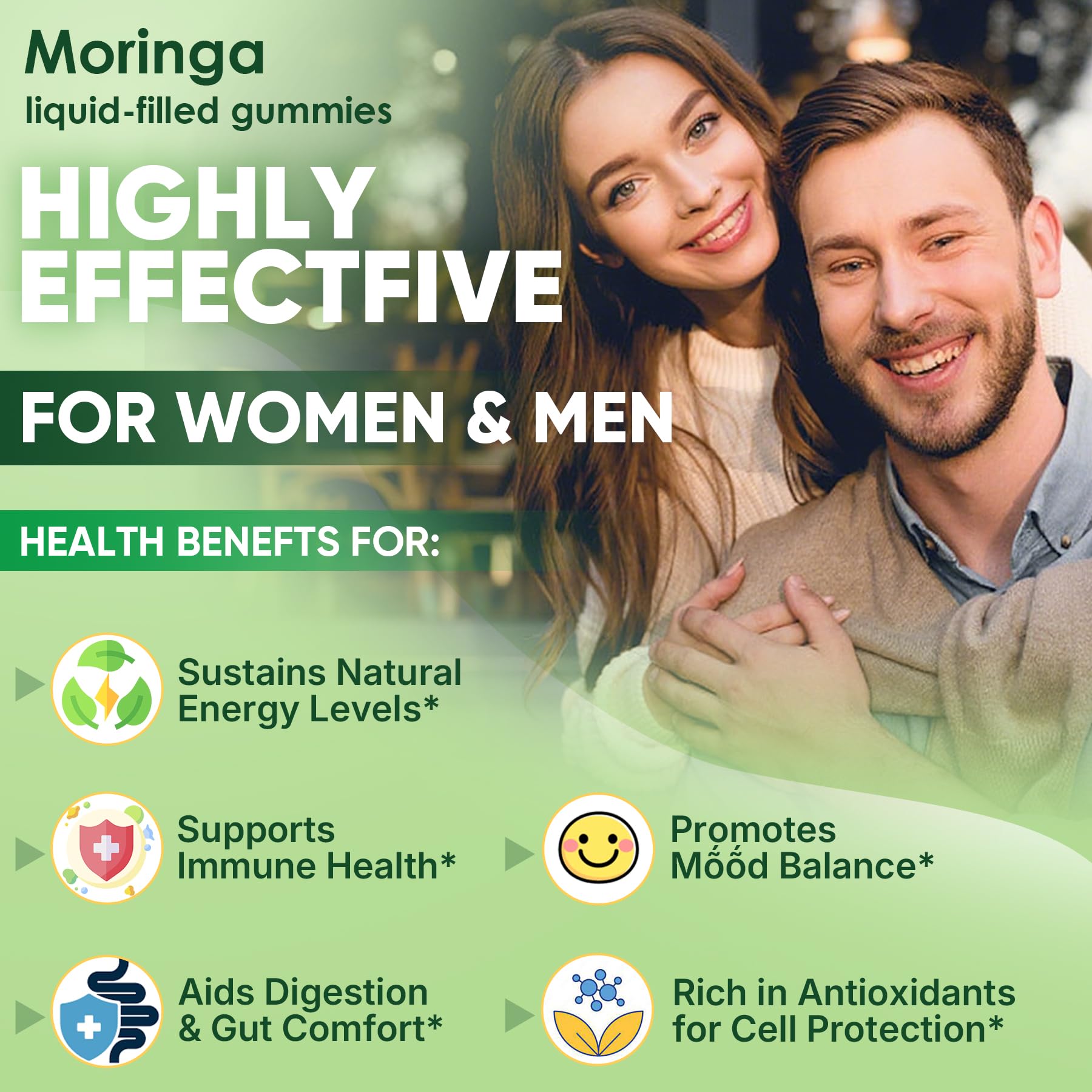 ELLAMENTZ Moringa Gummies with ashwagandha and turmeric for daily energy