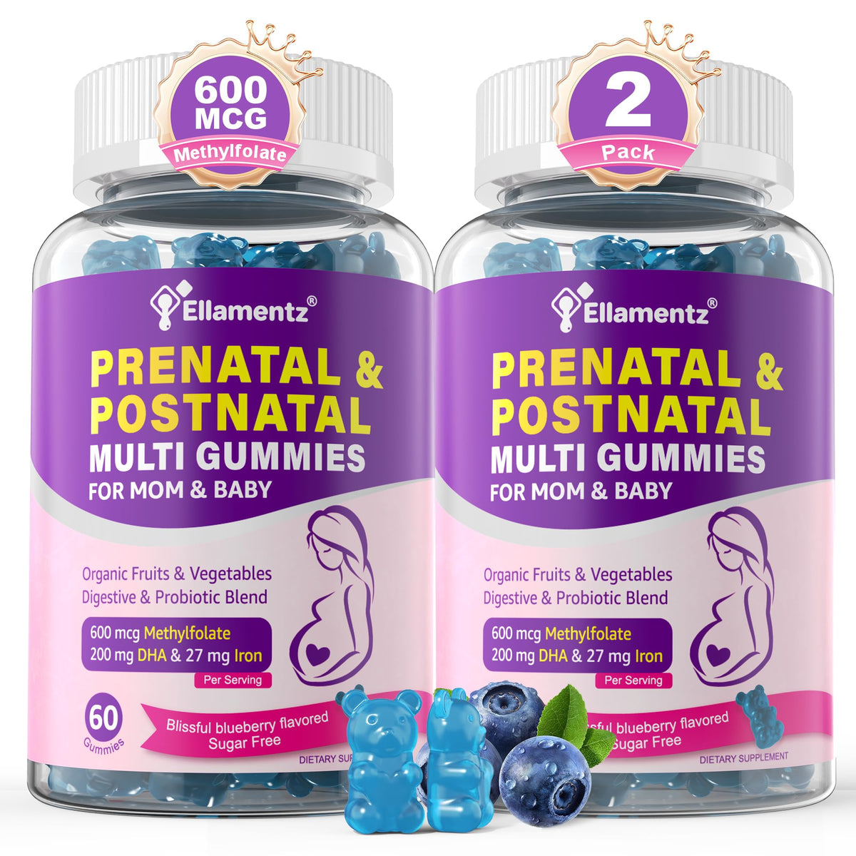 Ellamentz Prenatal bottle dosage supports consistent daily intake for mom and baby