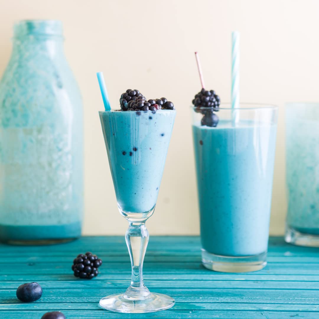 Close-up of Ellie's Best blue spirulina powder showing fine texture.