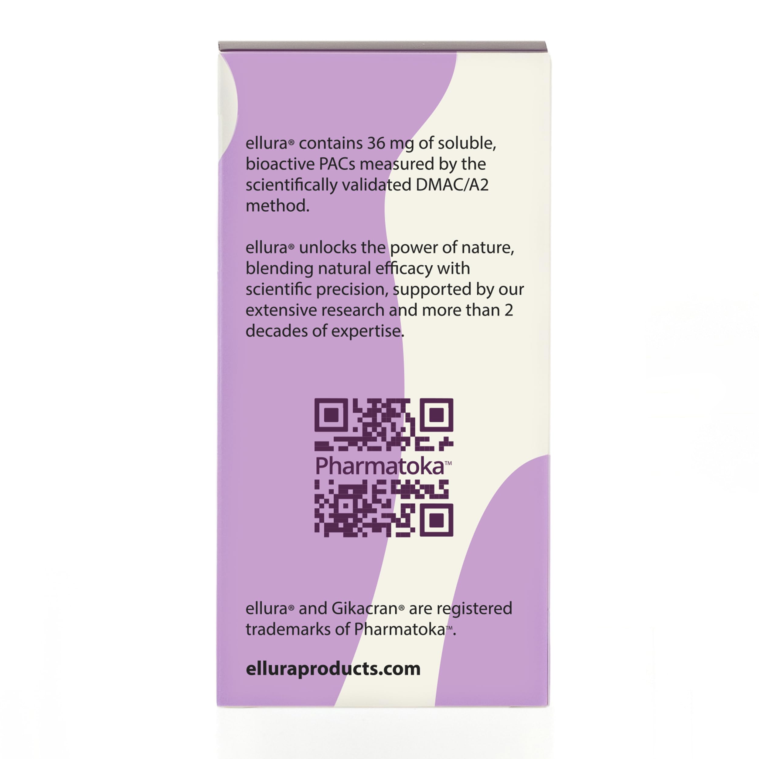 ellura label detail—100% concentrated cranberry extract from field to capsule