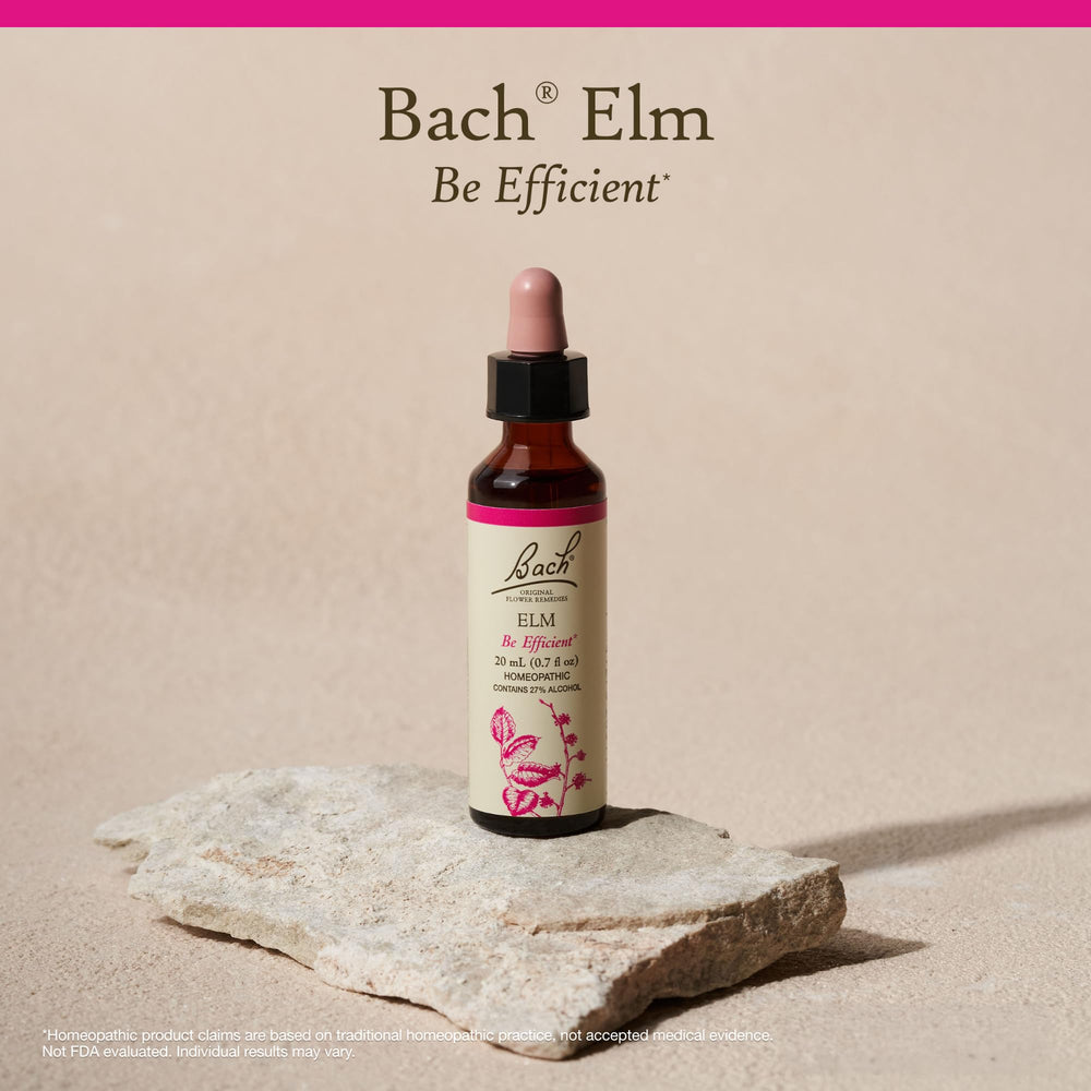 Elm remedy dispensing into a beverage for subtle mood support.