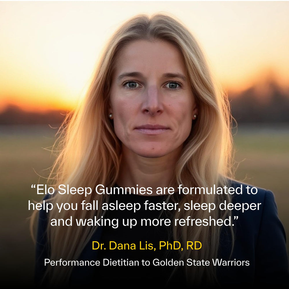 Elo Health Sleep Gummies ingredient panel lists key nutrients and adaptogens