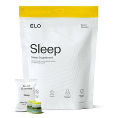 Elo Health Sleep Gummies jar front view for a non-groggy nighttime option