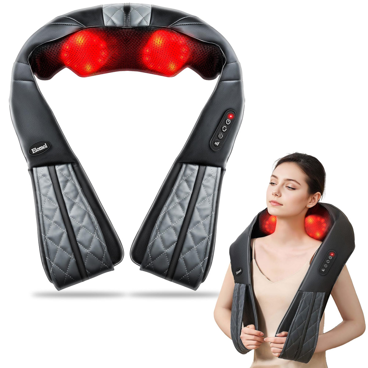 Elomol neck-shoulder-massager cordless design eases tension on the go.