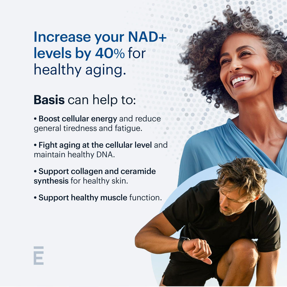 Close‑up of ELYSIUM Basis capsules for easy NAD+ supplementation.