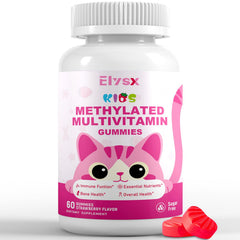 Elysx Kids Methylated Multivitamin Gummies strawberry bottle for daily wellness