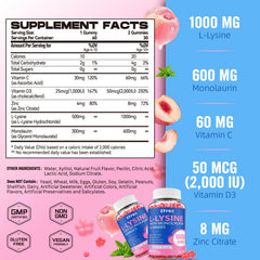 Close-up of Elysx gummies highlighting peach flavor and chewable convenience.