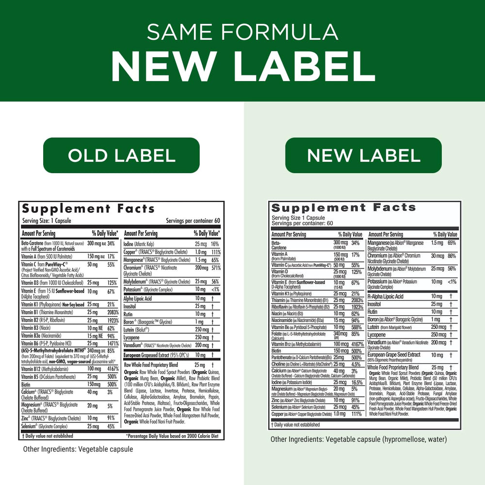 Emerald Labs Complete 1-Daily Multivitamin bottle beside a glass of water suggests easy daily routine.