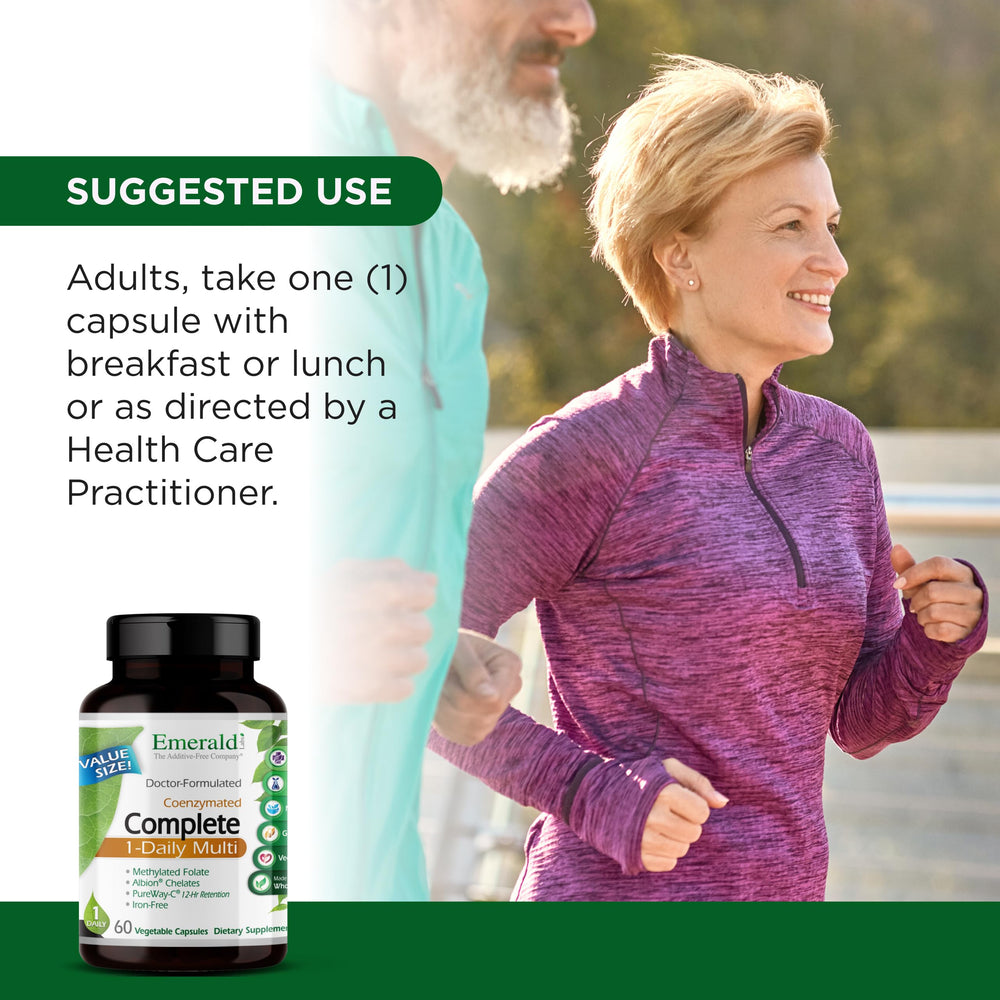 Emerald Labs Complete 1-Daily Multivitamin capsules with organic sprouts support everyday wellness.