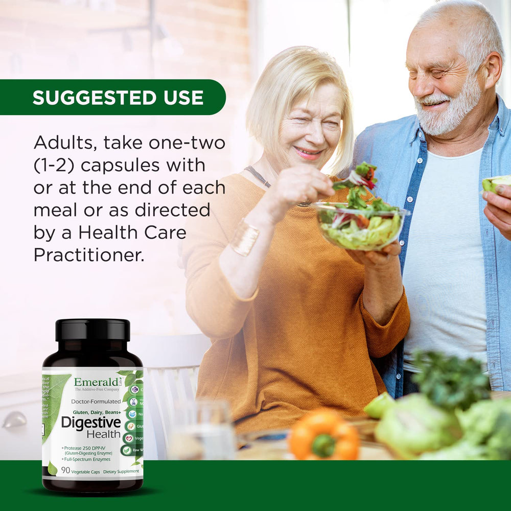 Emerald Labs Digestive Health gluten-targeting DPP-IV enzyme detail for better gluten breakdown.