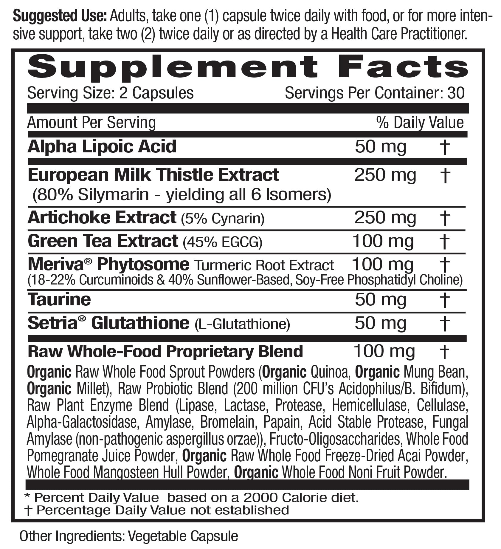 EMERALD LABS Liver Health bottle back with ingredient list