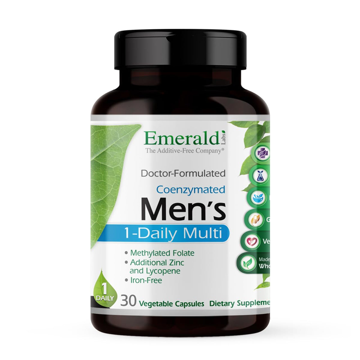 Emerald Labs Men's 1 Daily Multi bottle front additive-free vitamins for daily wellness