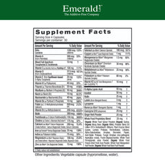 Emerald Labs prenatal capsules closeup highlighting vegetable capsules.