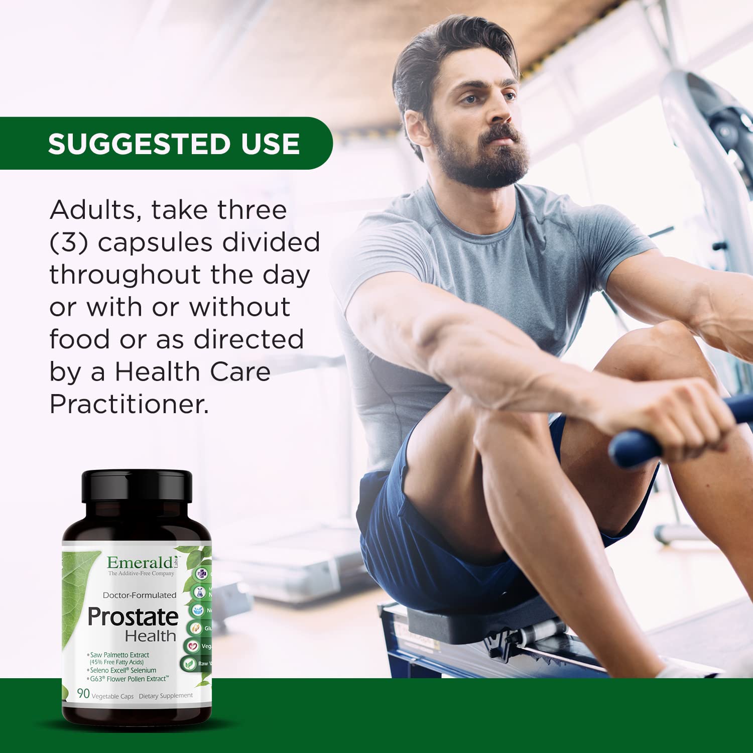 Emerald Labs Prostate Health vegan capsules ready for daily routine.