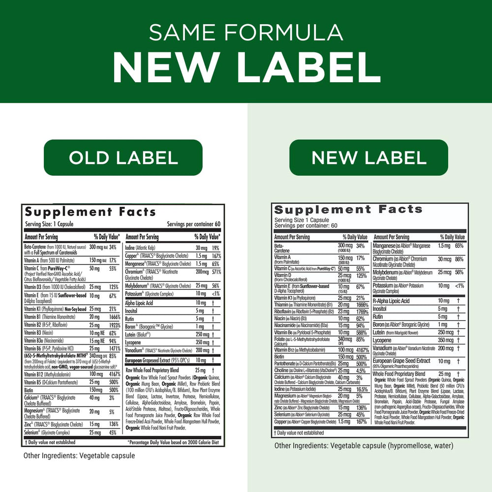 Ingredient list showing absence of corn, dairy, soy, sugar in Emerald Labs.