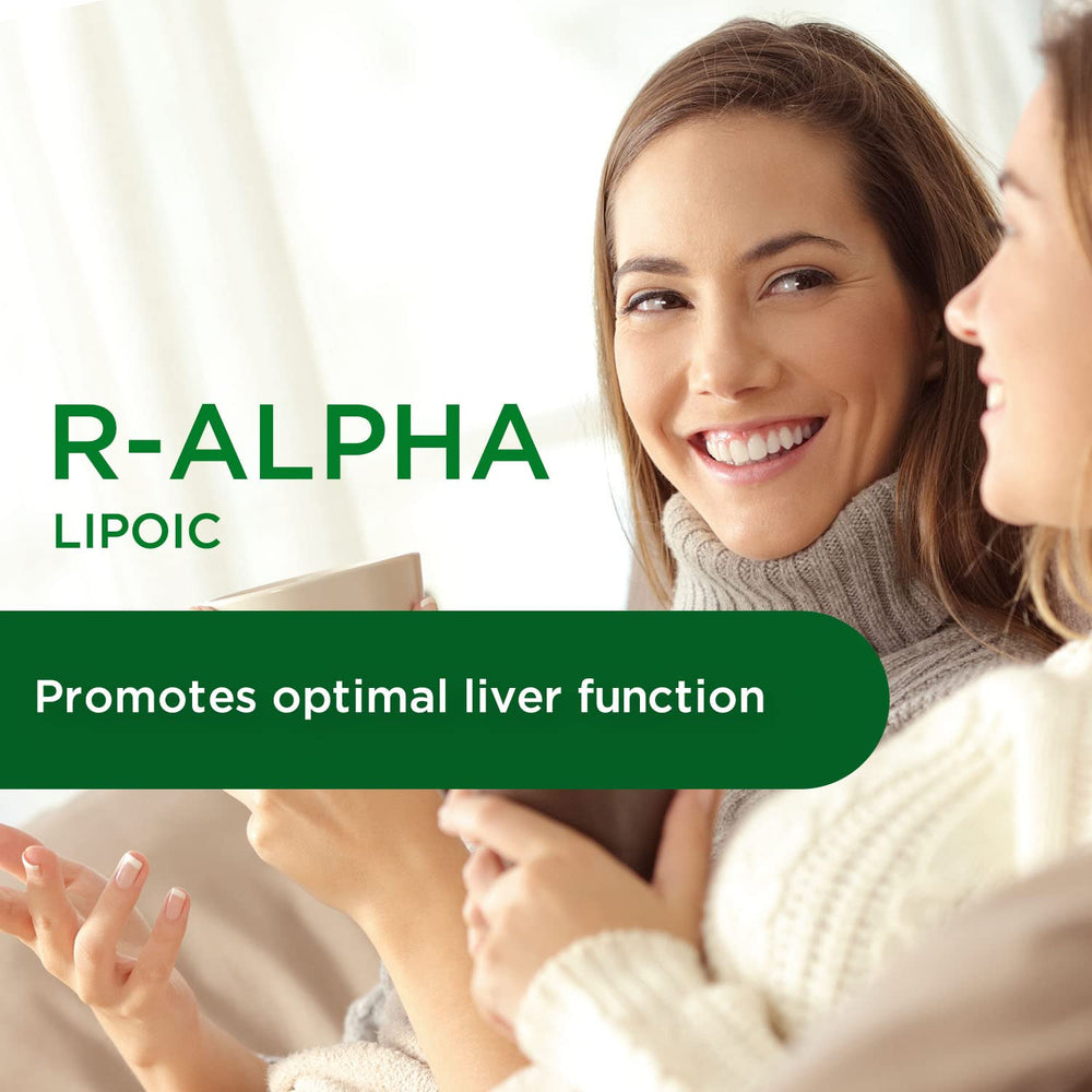 R-Alpha Lipoic Acid graphic indicates potential liver support within the formula.