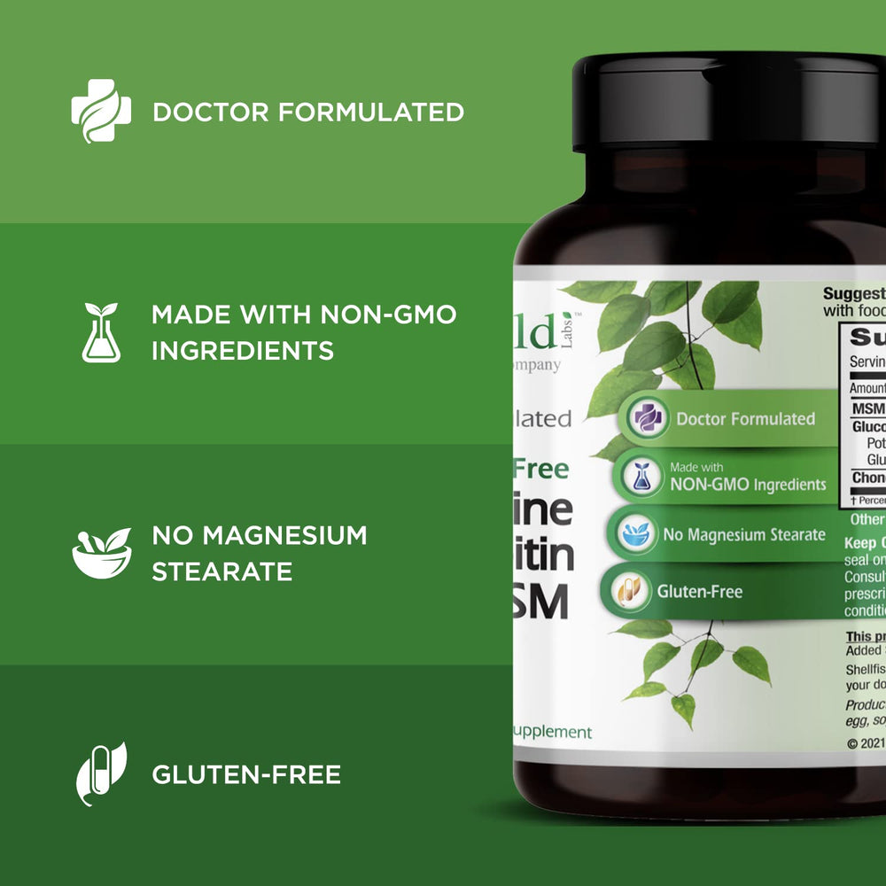 Four capsules per serving shown, illustrating the daily joint health regimen.