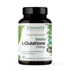 Emerald Labs Setria L-Glutathione bottle front showing immune support and liver health benefits