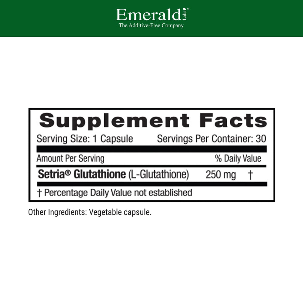 Setria L-Glutathione capsules close-up highlighting vegan capsules for gluten-free daily wellness