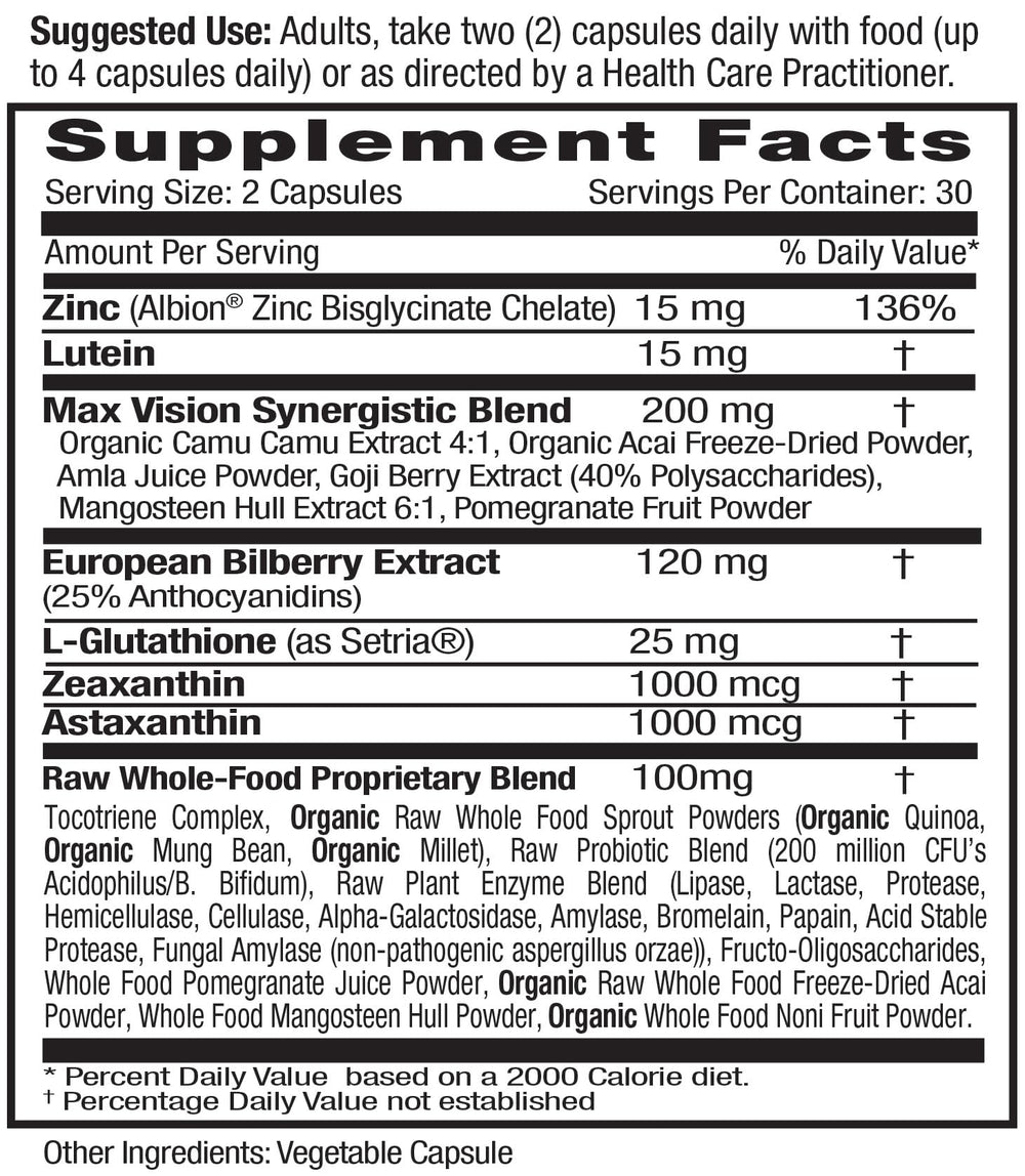 Emerald Labs Vision Health bottle highlights zeaxanthin for potential visual nutrients