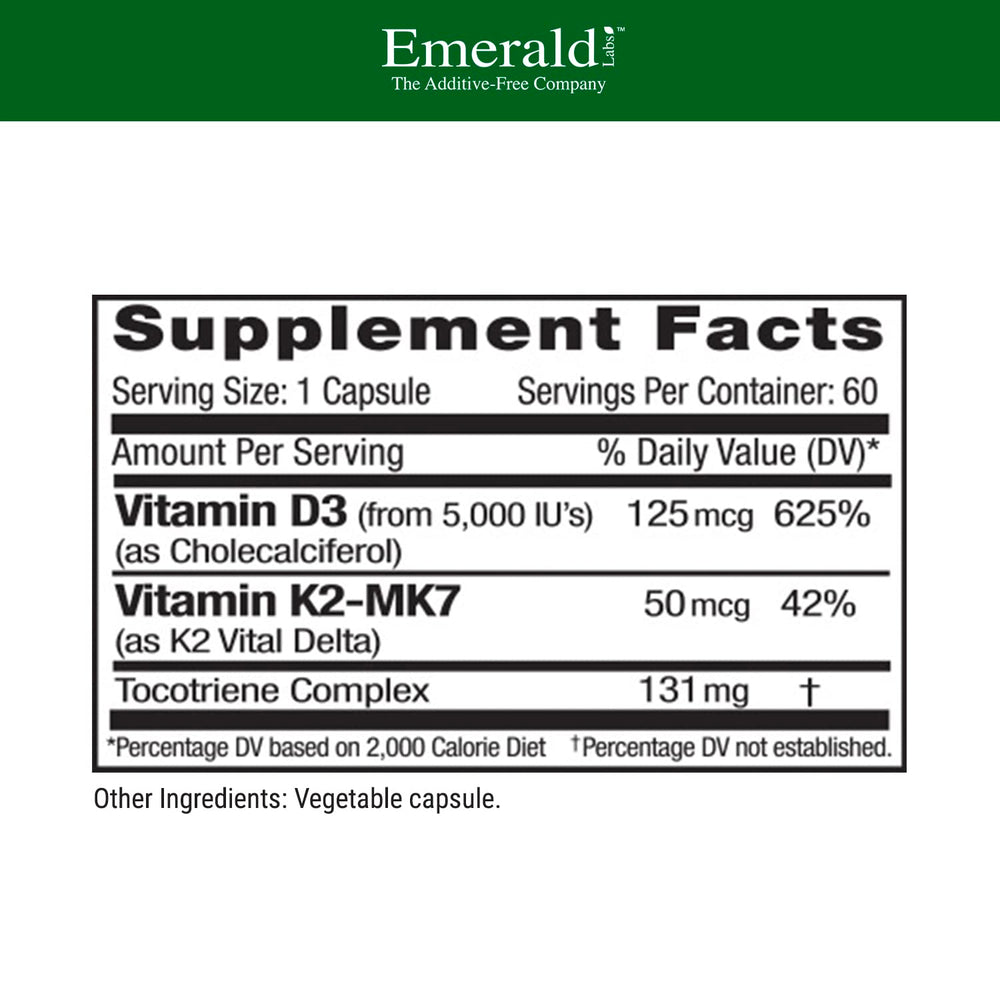 Emerald Labs capsules showing vegetarian, gluten-free formula for health