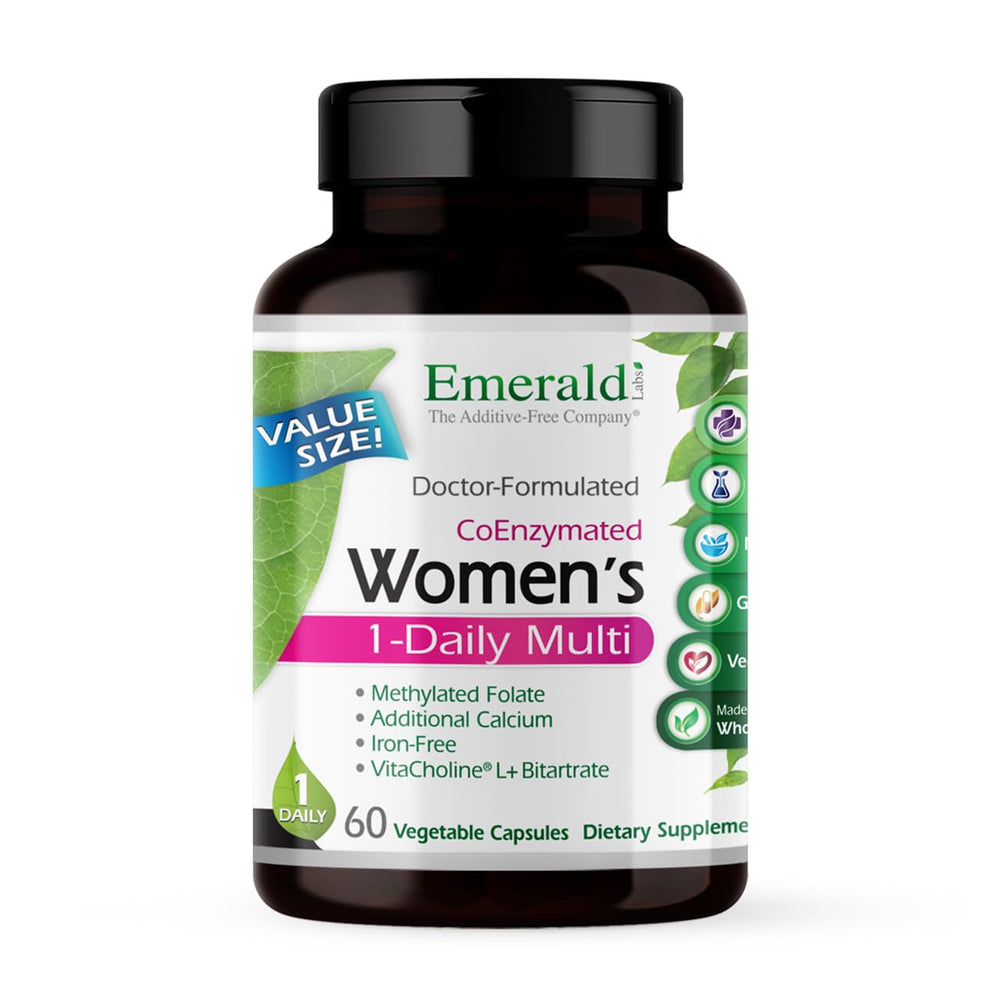 Emerald Labs Women's 1-Daily Multi bottle front for daily wellness support.