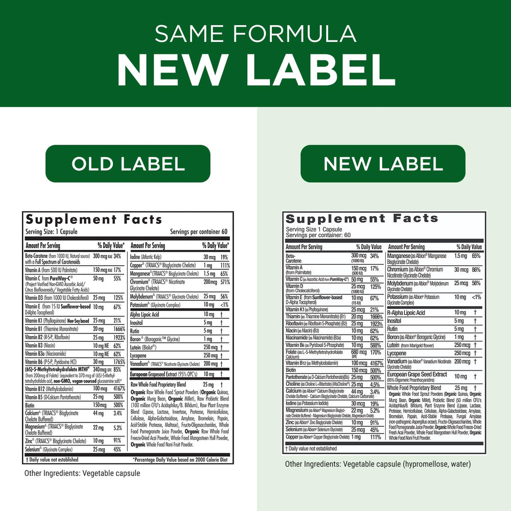 Emerald Labs Women's 1-Daily Multi jar open reveals contents quickly.