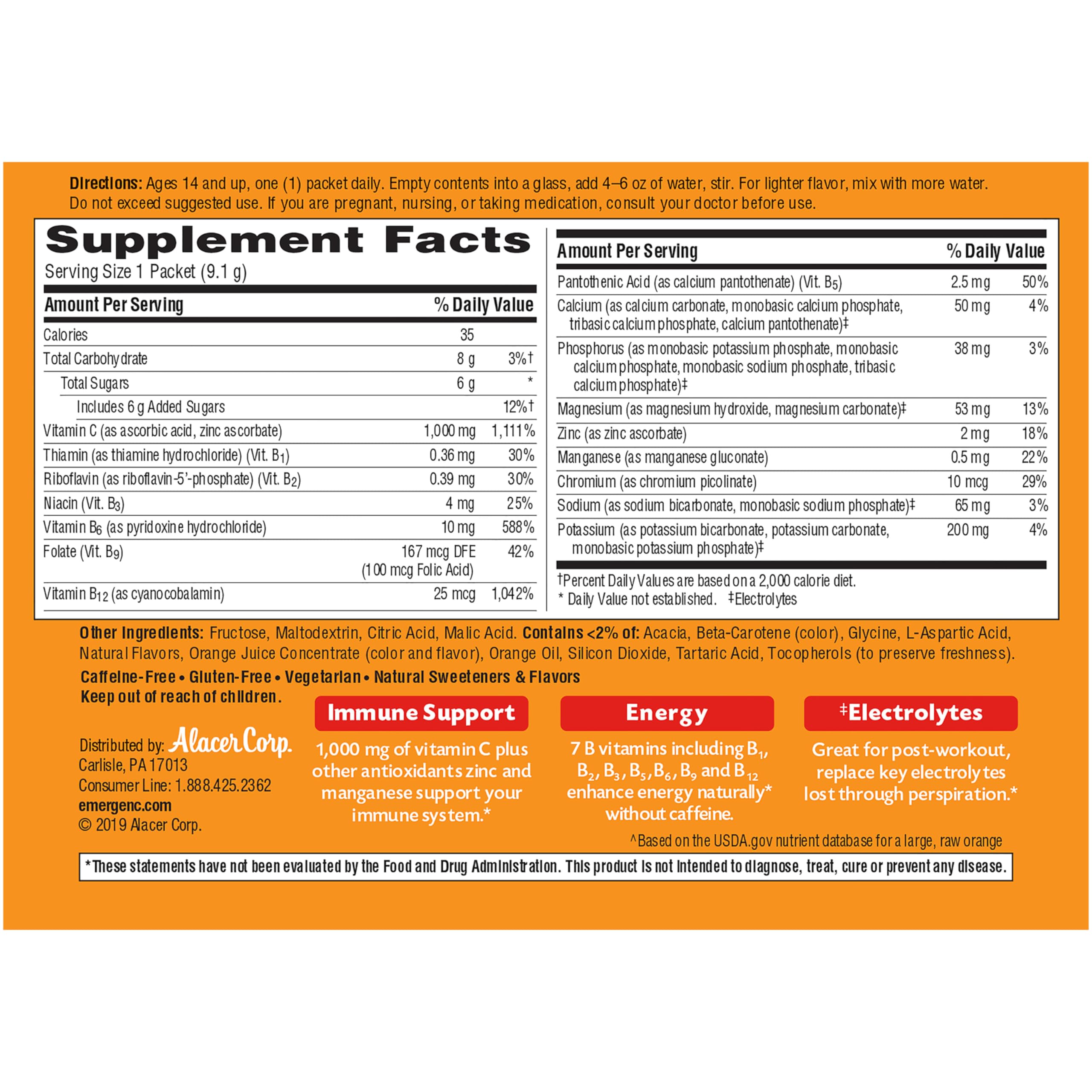 Emergen-C caffeine-free formula suitable for evenings.