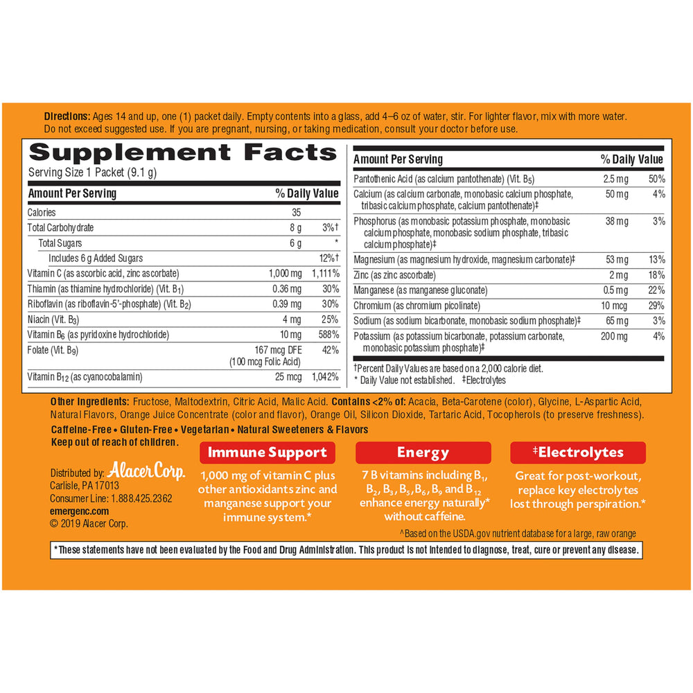 Emergen-C caffeine-free formula suitable for evenings.