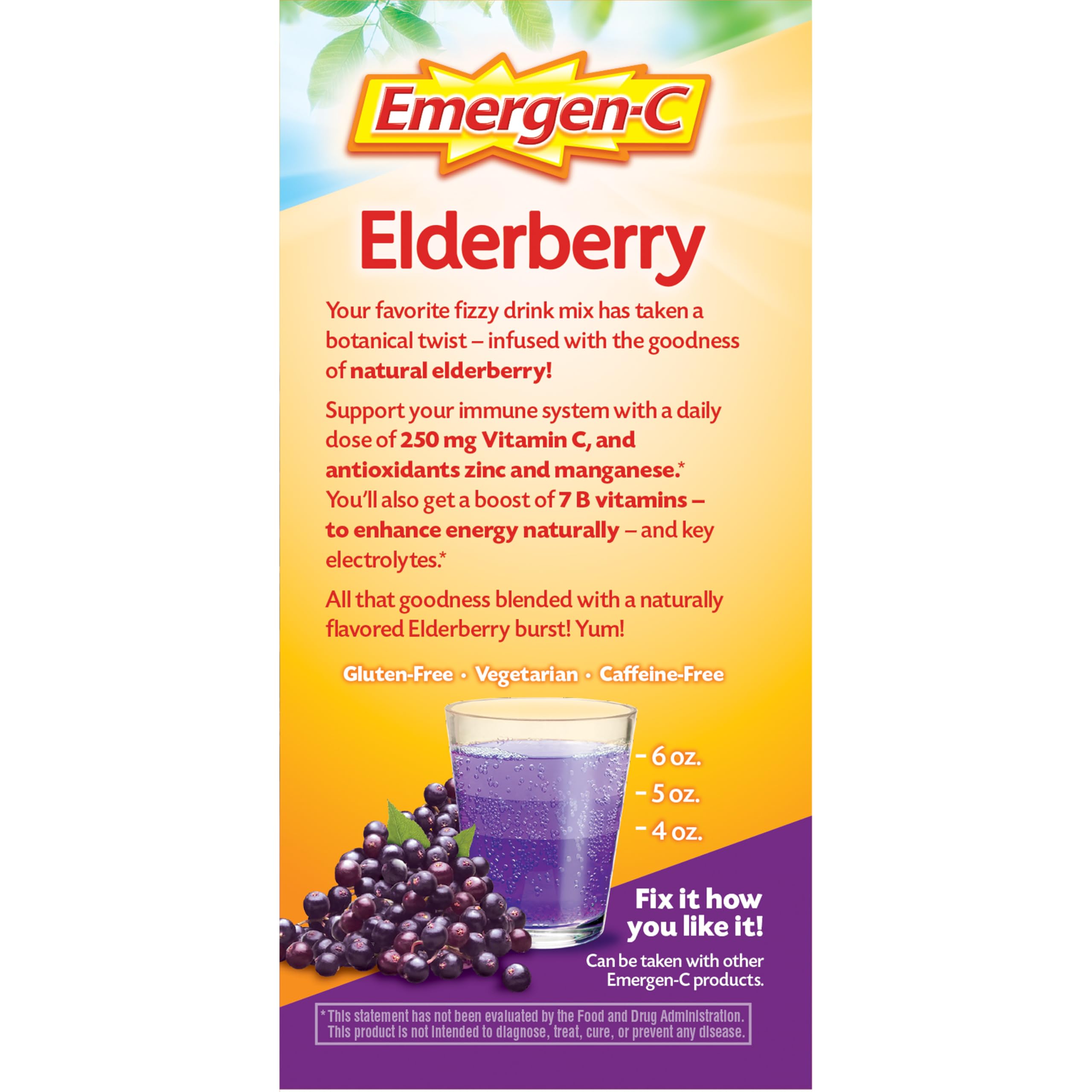 Emergen-C Elderberry on-the-go pack ideal for travel and busy days.