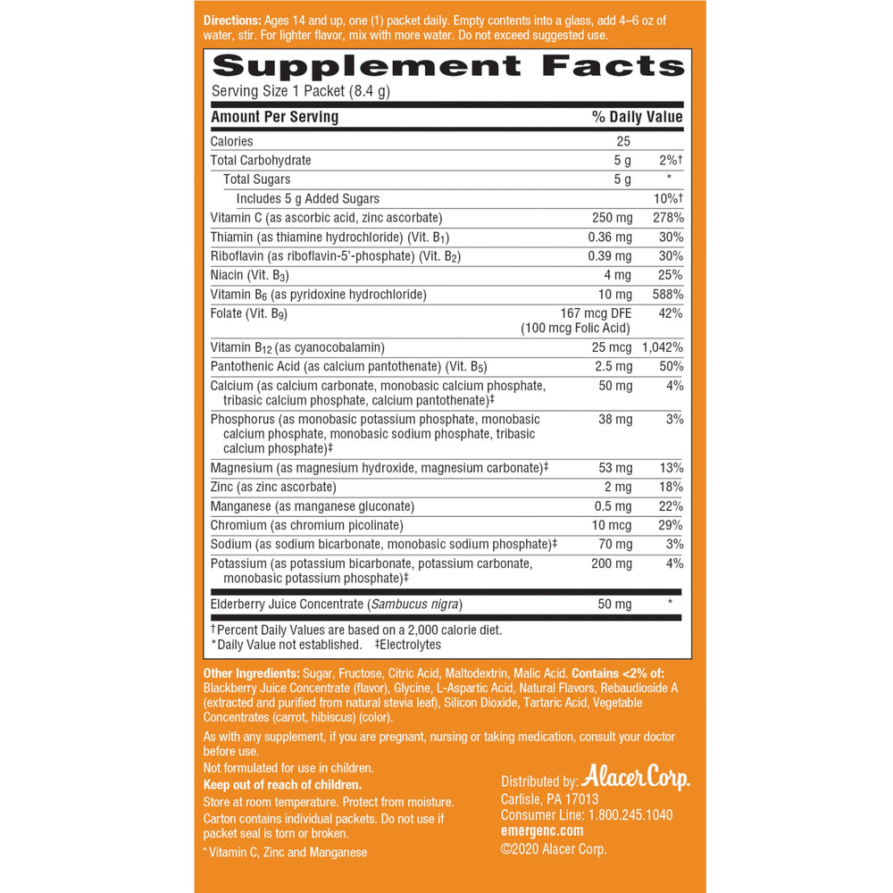 Emergen-C Elderberry is vegan and gluten-free for inclusive wellness.