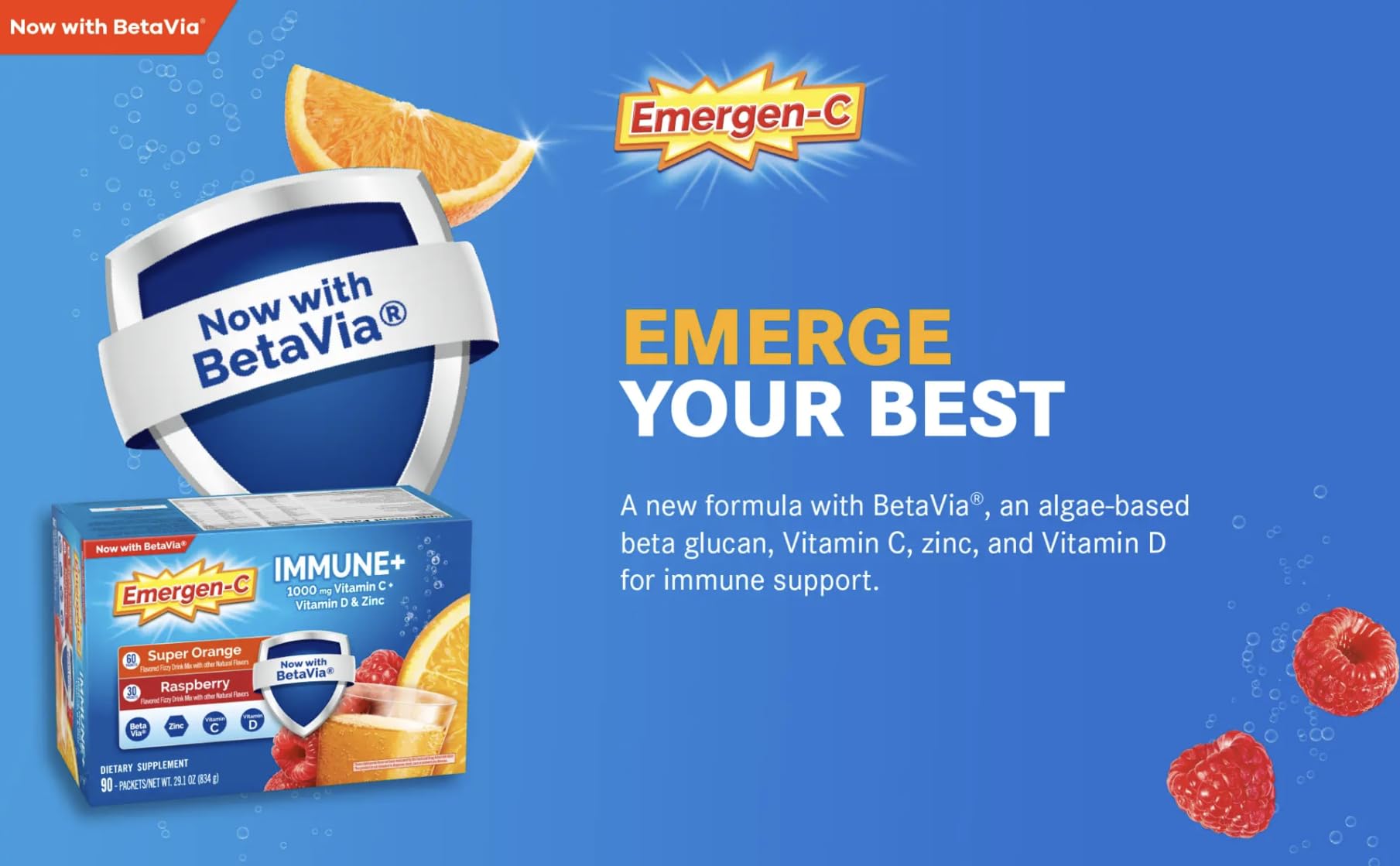 Compact travel pack of Emergen-C Immune+ for convenient daily use