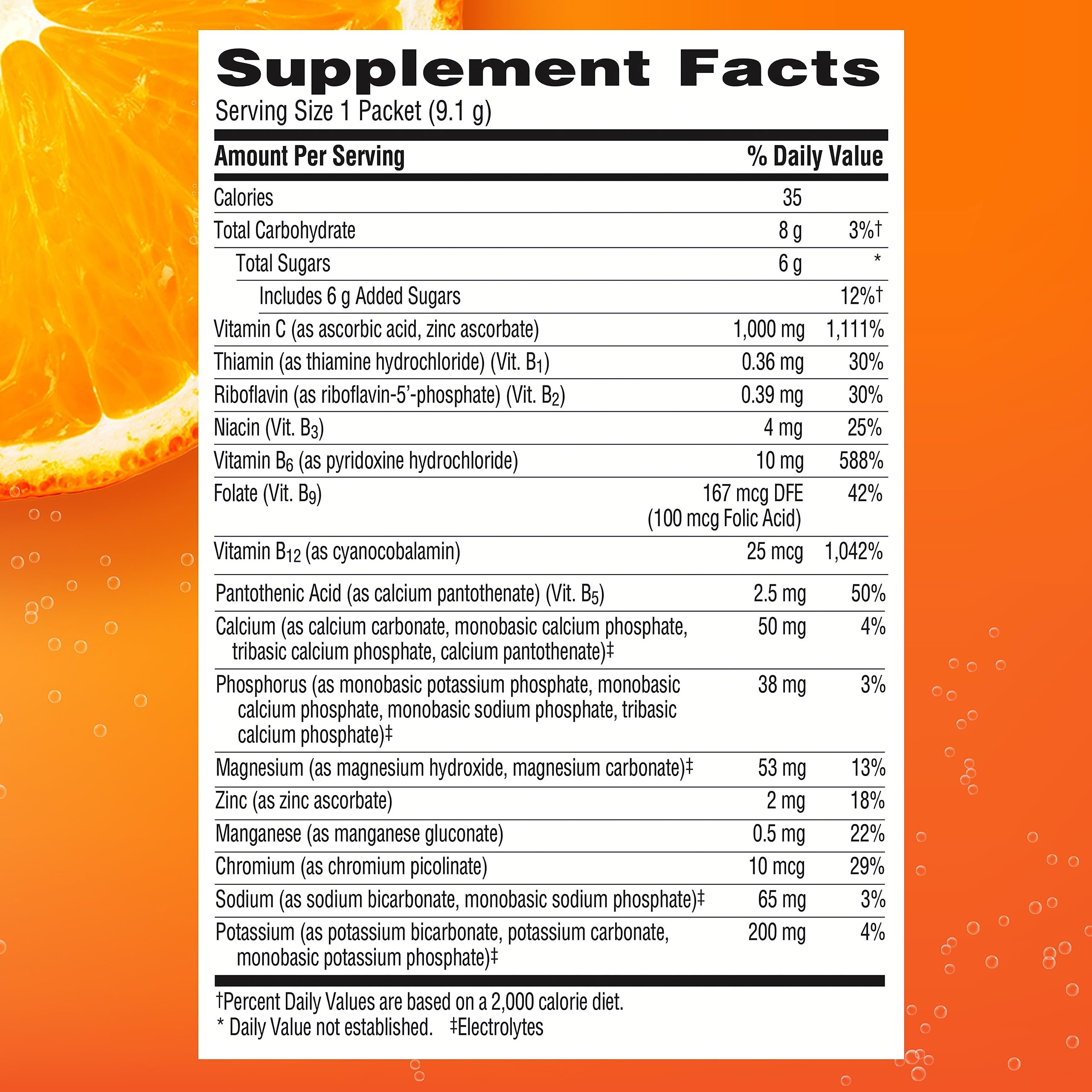Emergen-C natural fruit flavor and sweeteners for tasty daily dose.
