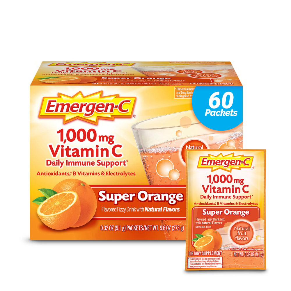 Emergen-C Super Orange powder dissolves quickly for a refreshing immune support drink