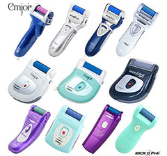 Emjoi Micro-Pedi roller in use on feet to ease calluses at home