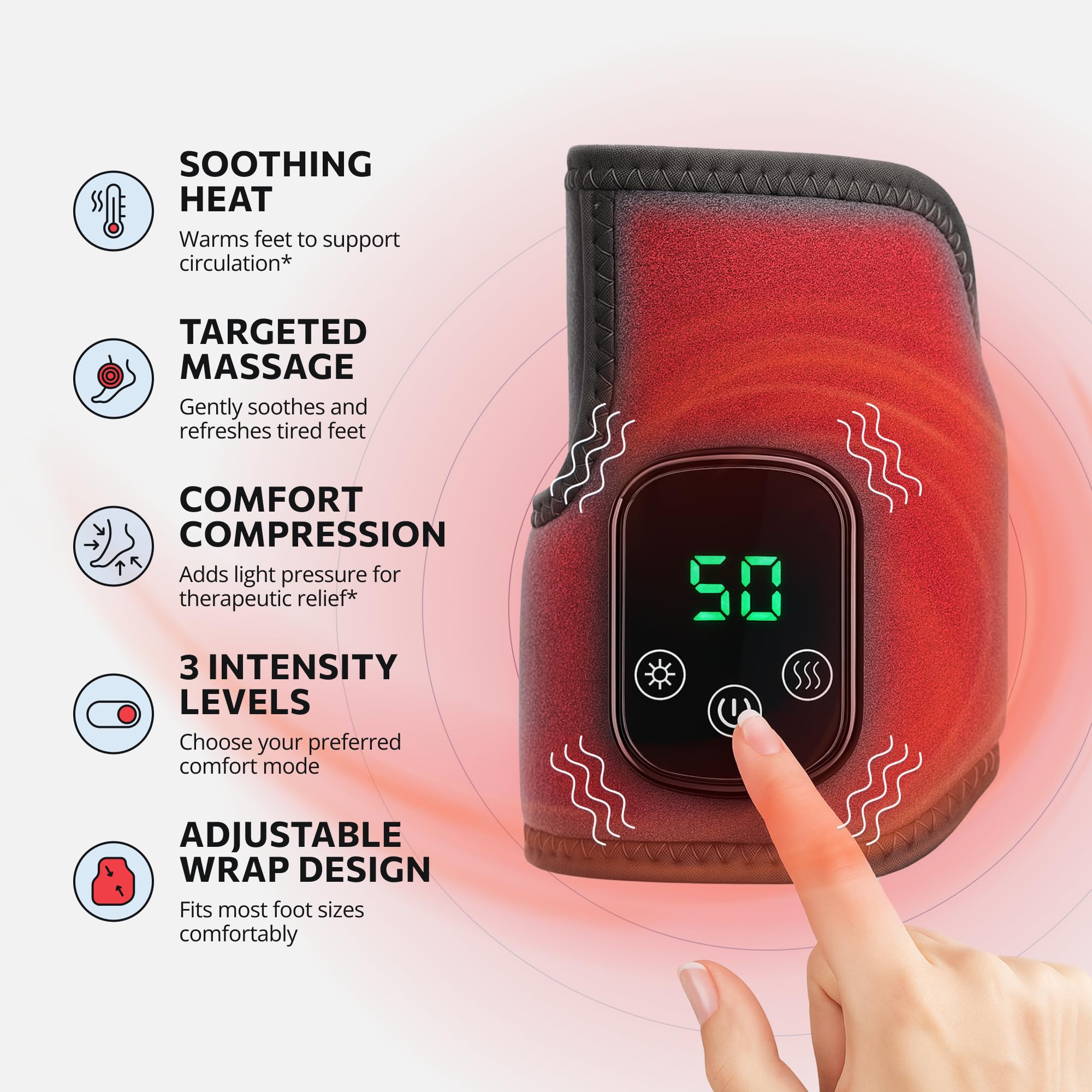 EMSense three vibration modes demonstrated for targeted foot massage.