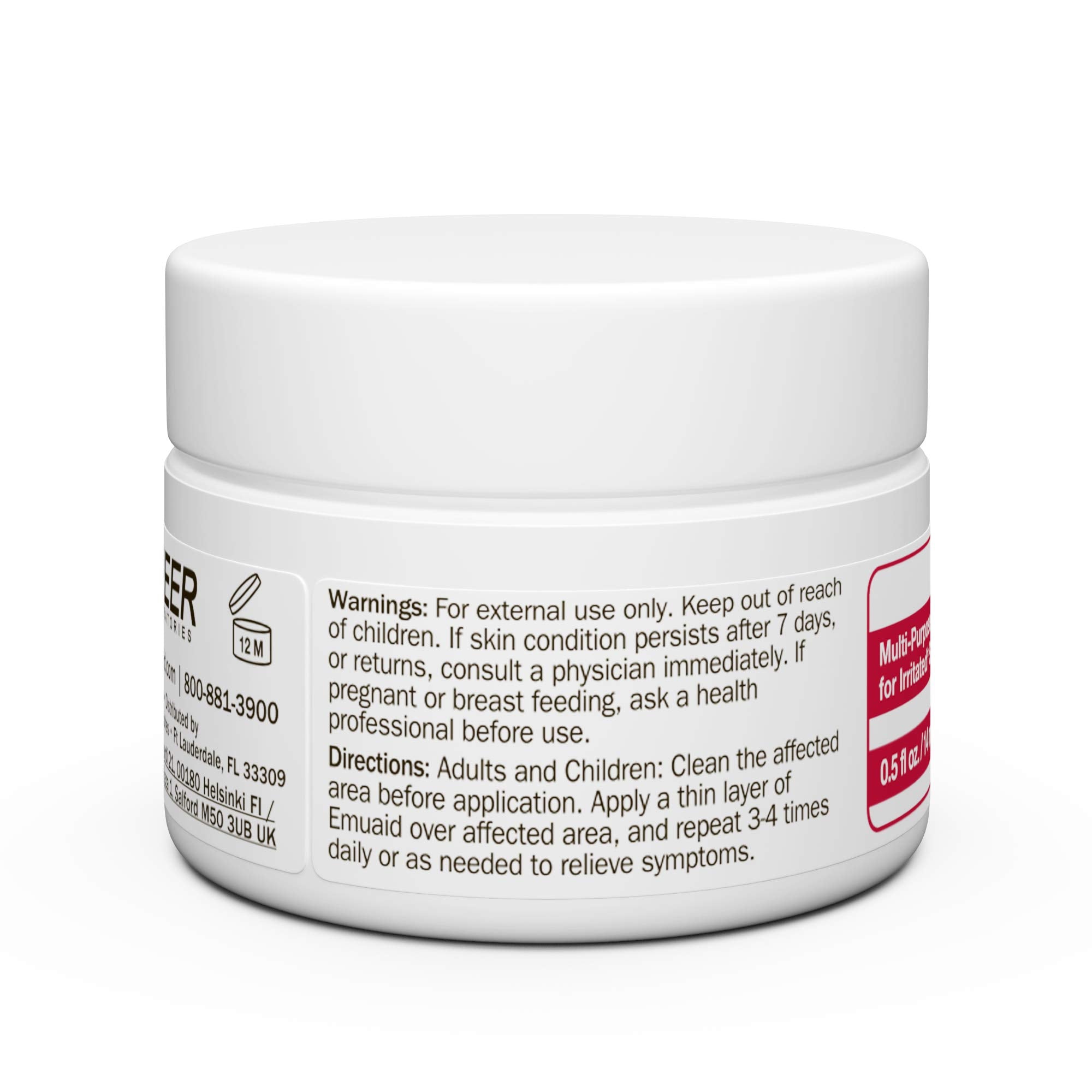 EMUAIDMAX 2oz jar indicates portable sizing for on-the-go use.