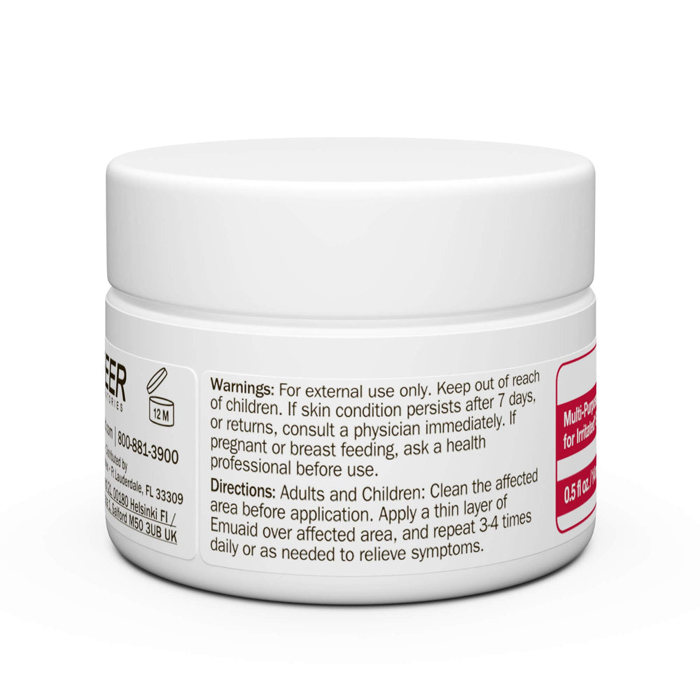 EMUAIDMAX 2oz jar indicates portable sizing for on-the-go use.