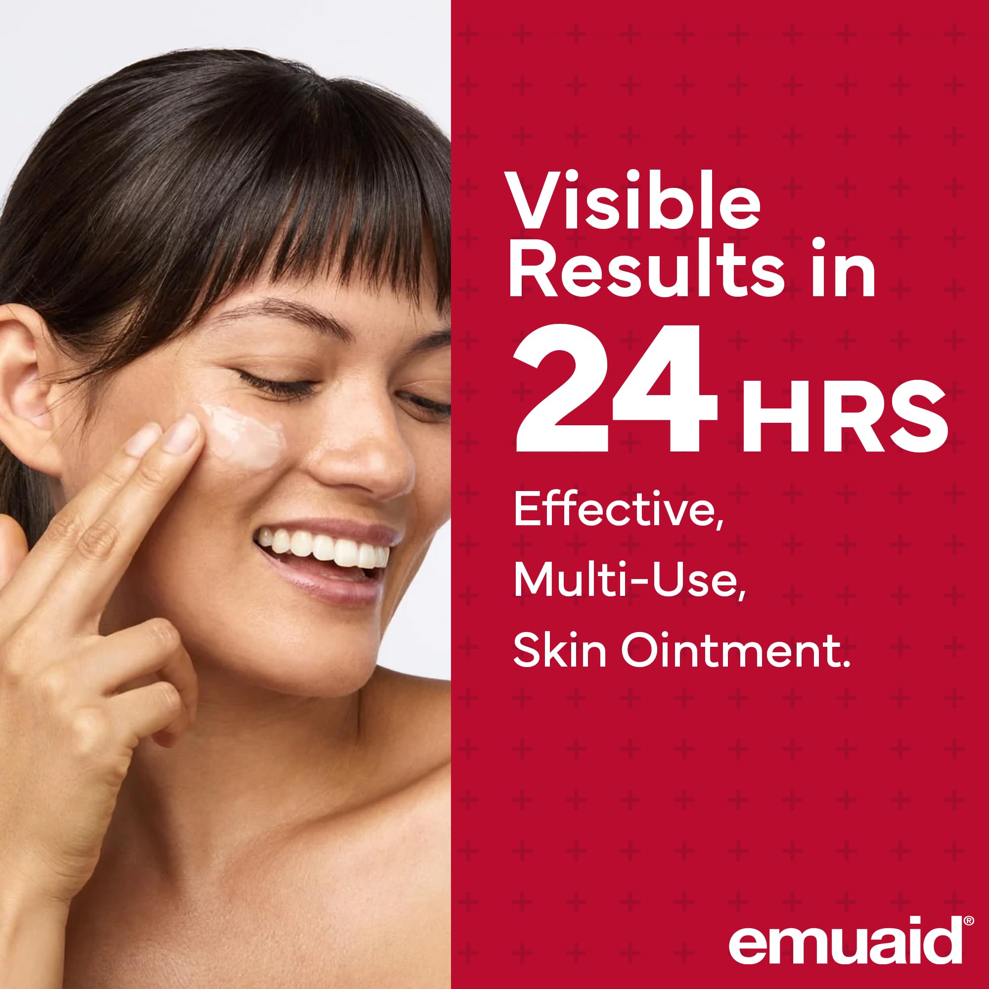 EMUAIDMAX ointment texture on skin demonstrates quick, gentle relief for common irritations.
