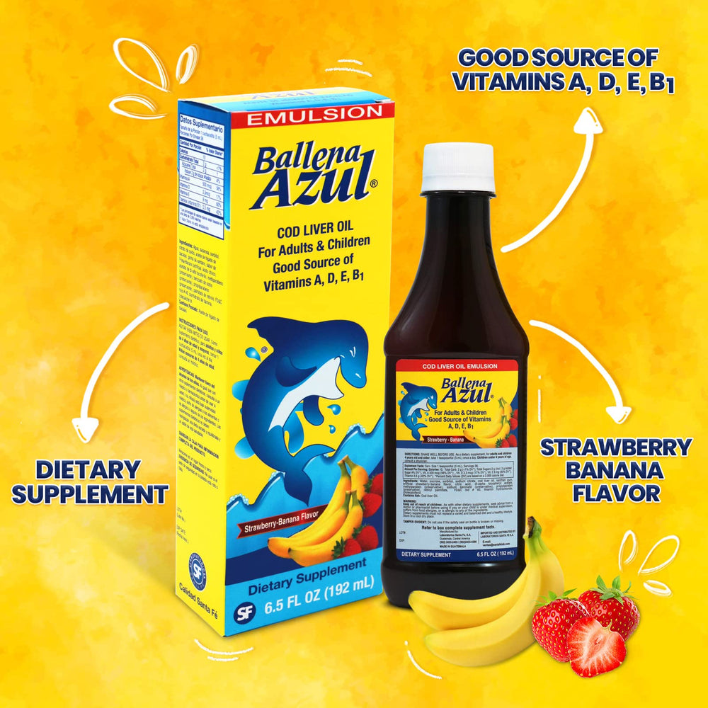 Ballena Azul Emulsion strawberry banana flavor for kid-friendly intake