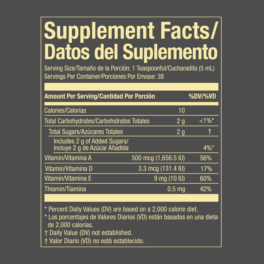 Emulsion de Escocia label close-up highlights Omega-3 and vitamins.
