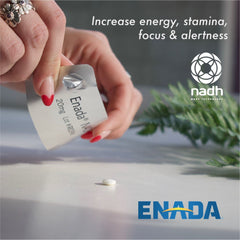 ENADA NADH 20x packaging front highlights ingredients and usage.