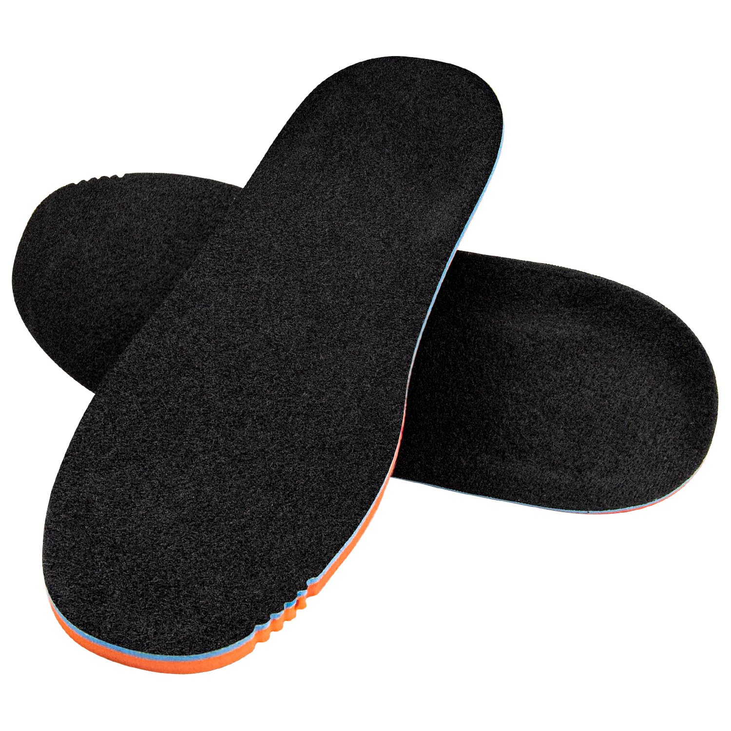 Molded bottom layer offers durable arch support for varied foot shapes.