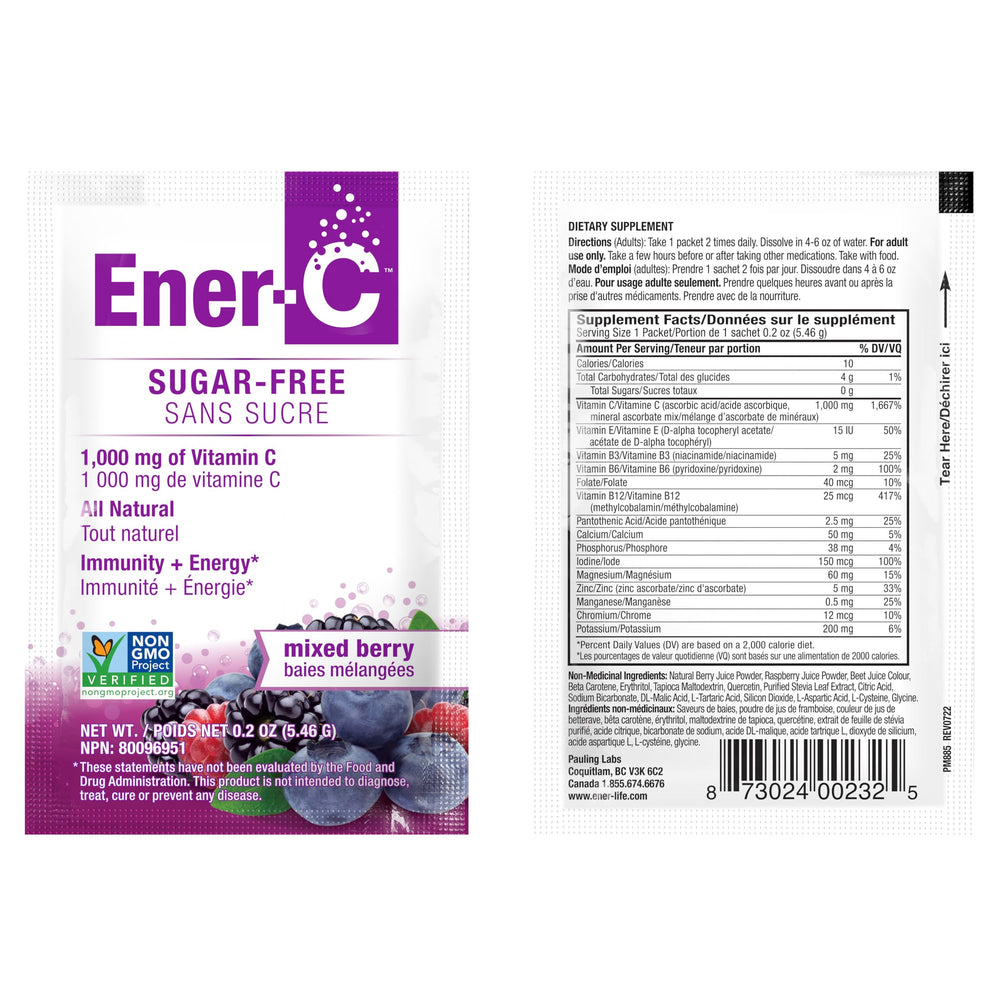 Ener-C sugar-free energy mixed berry ideal for morning routine and hydration.
