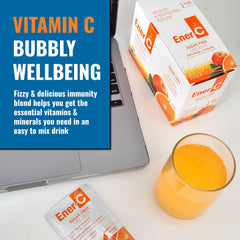 Ener-C effervescent orange dissolving in a glass for refreshing intake