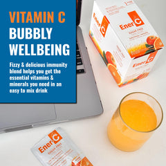 Ener-C powder closeup highlights real fruit powders and vitamin C